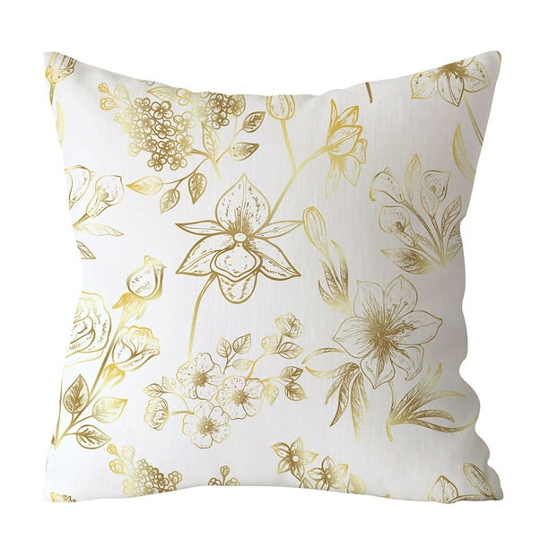 Gold Plant Printed Polyester Pillow Case Cover Sofa Cushion Cover Home Decor Gold Plant Printed Polyester Pillow Case Cover Sofa Cushion Cover Home Decor